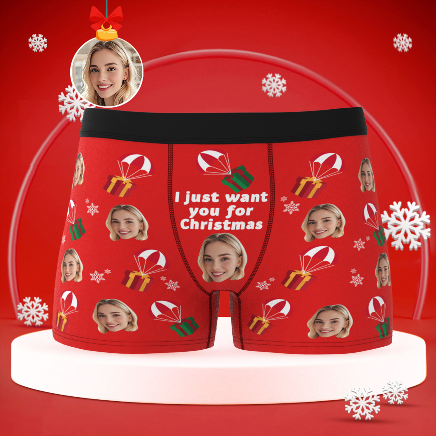 Custom Christmas Face Boxer Briefs, Funny Personalized Gift, Best Holiday Gift for Boyfriend, Husband, or Couples