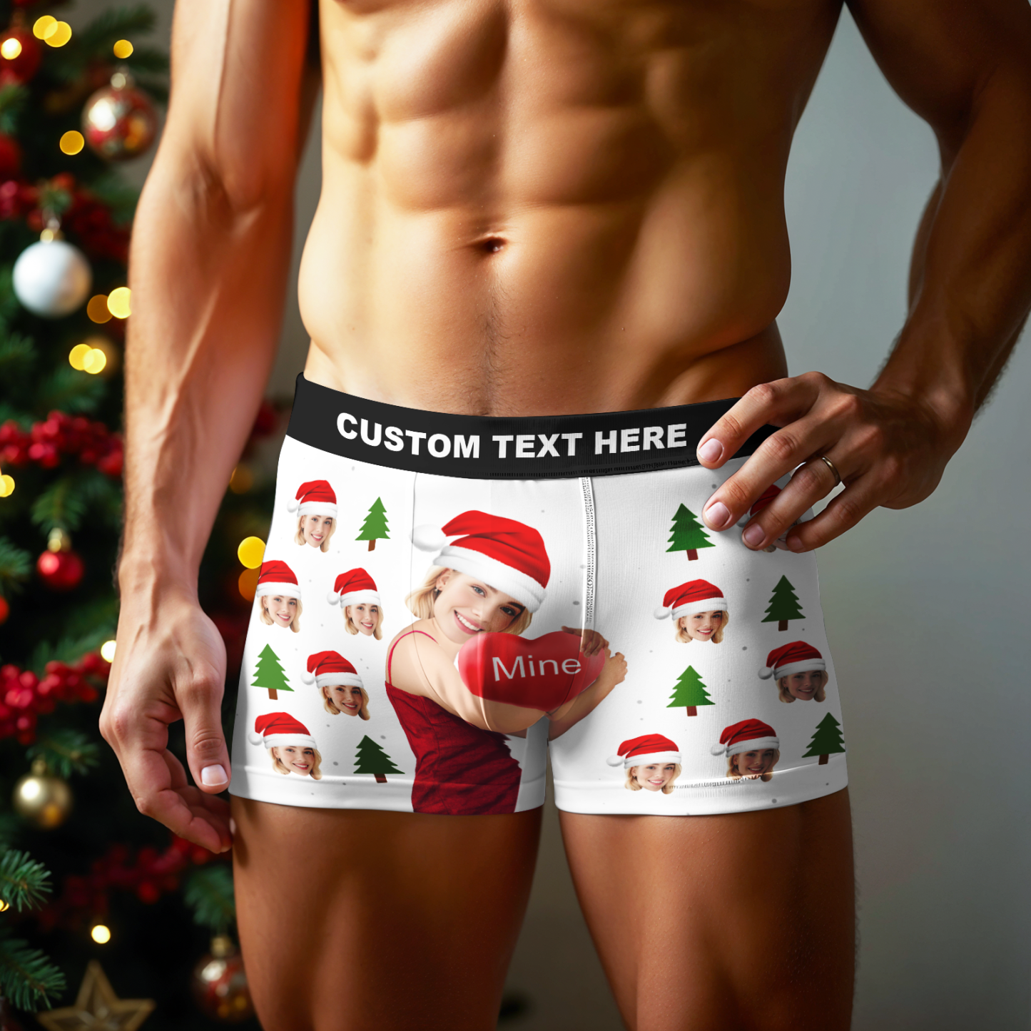 Custom Christmas Face Boxer Briefs, Funny Personalized Gift, Best Holiday Gift for Boyfriend, Husband, or Couples