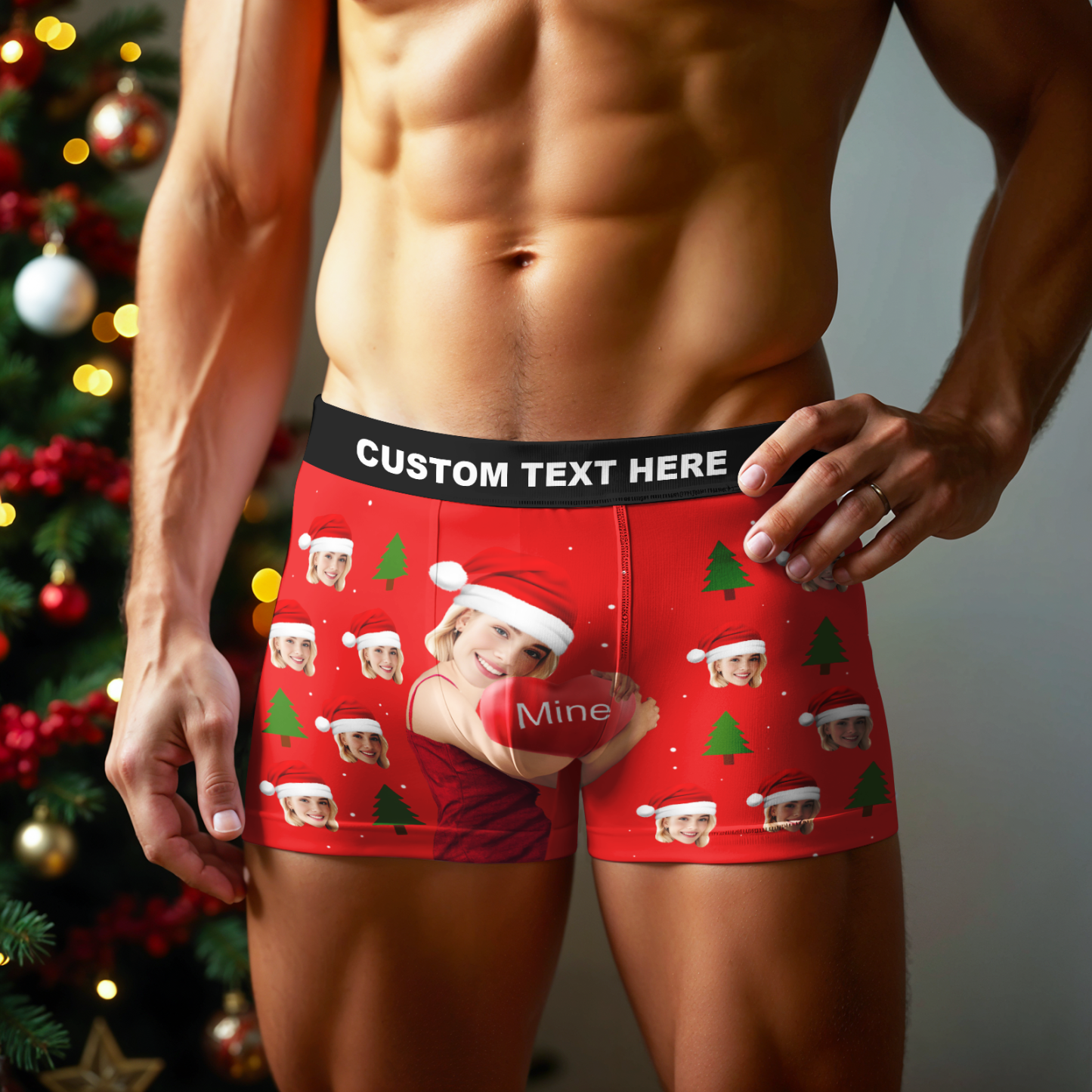 Custom Christmas Face Boxer Briefs, Funny Personalized Gift, Best Holiday Gift for Boyfriend, Husband, or Couples