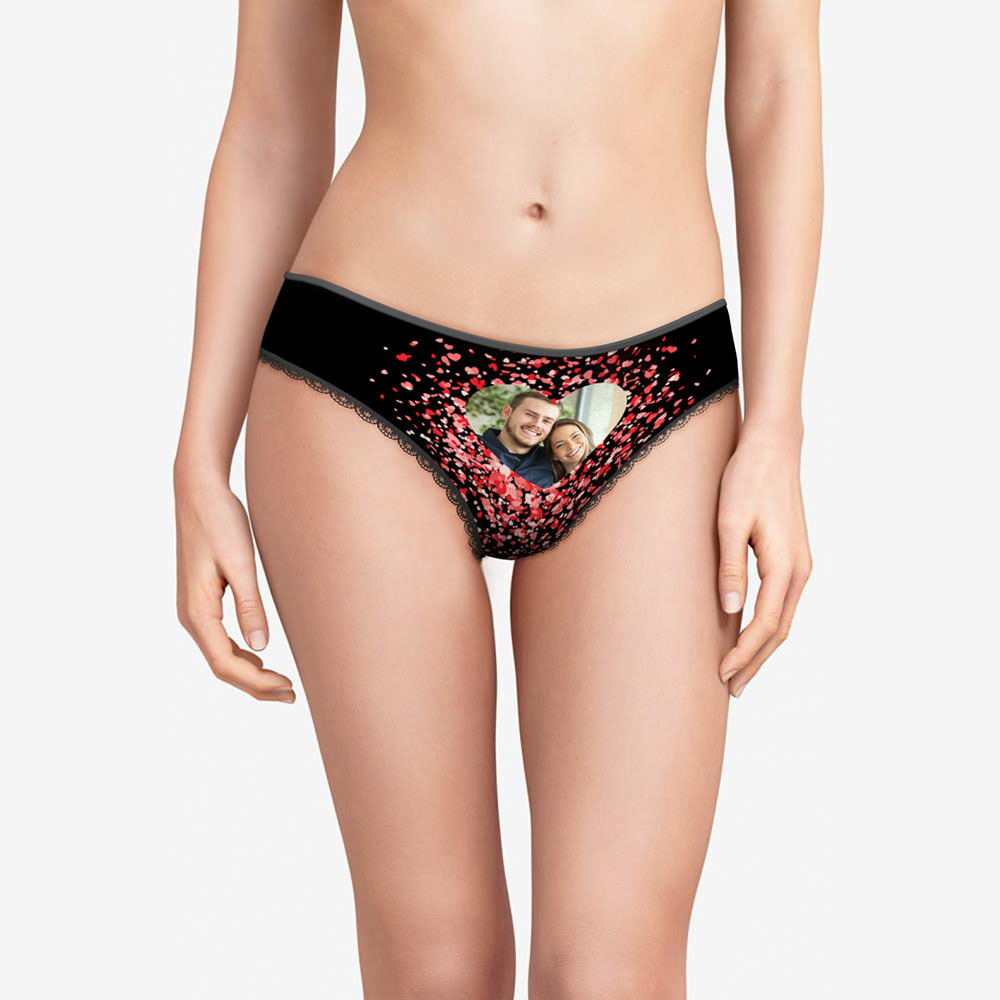 Custom Face Women's Panties Personalised Photo Underwear Scattered Love Gifts For Lover