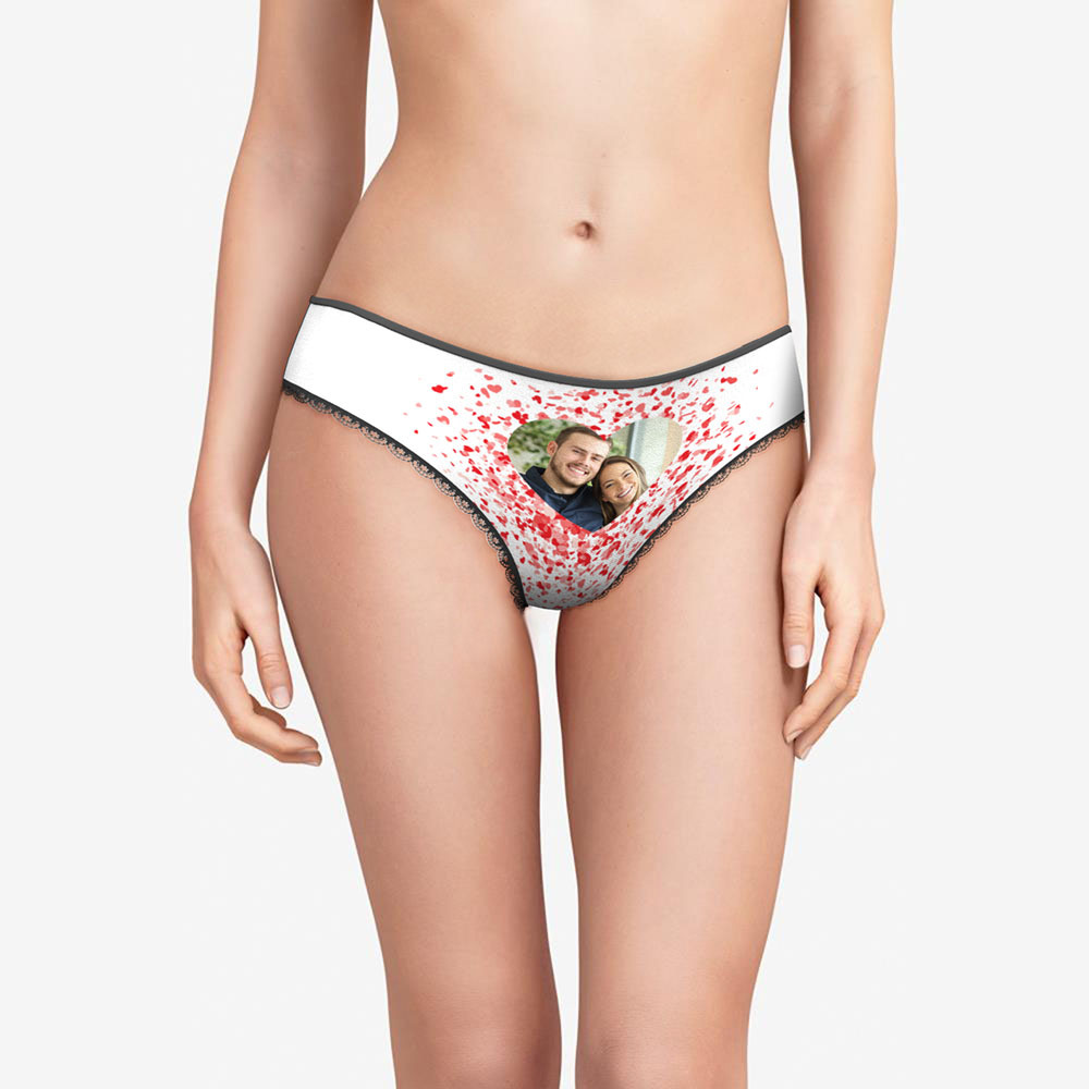 Custom Face Women's Panties Personalised Photo Underwear Scattered Love Gifts For Lover