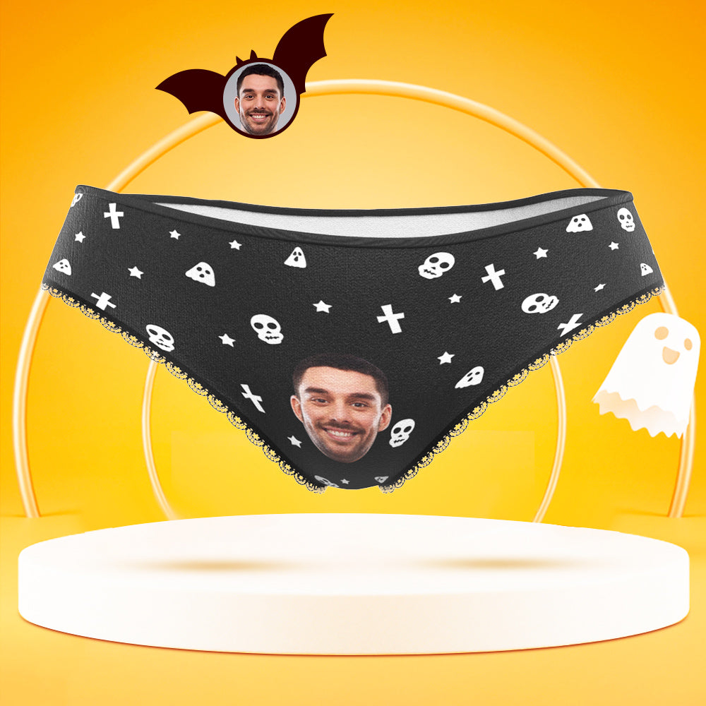 Custom Face Panties Personalised Photo Ghost Skulls Women's Underwear Halloween Gift