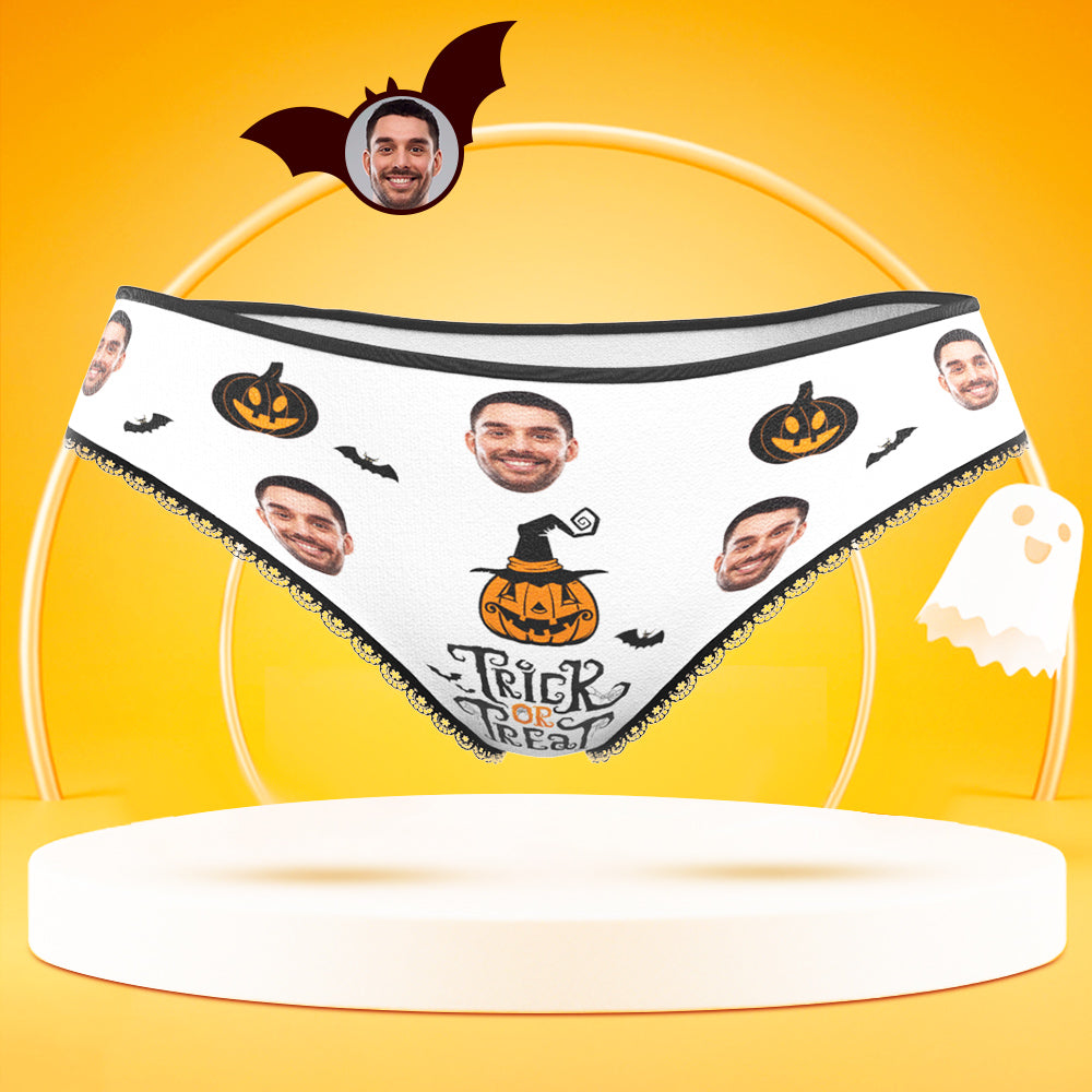 Custom Face Panties Woman's Underwear Pumpkin Trick or Treat Halloween Gift
