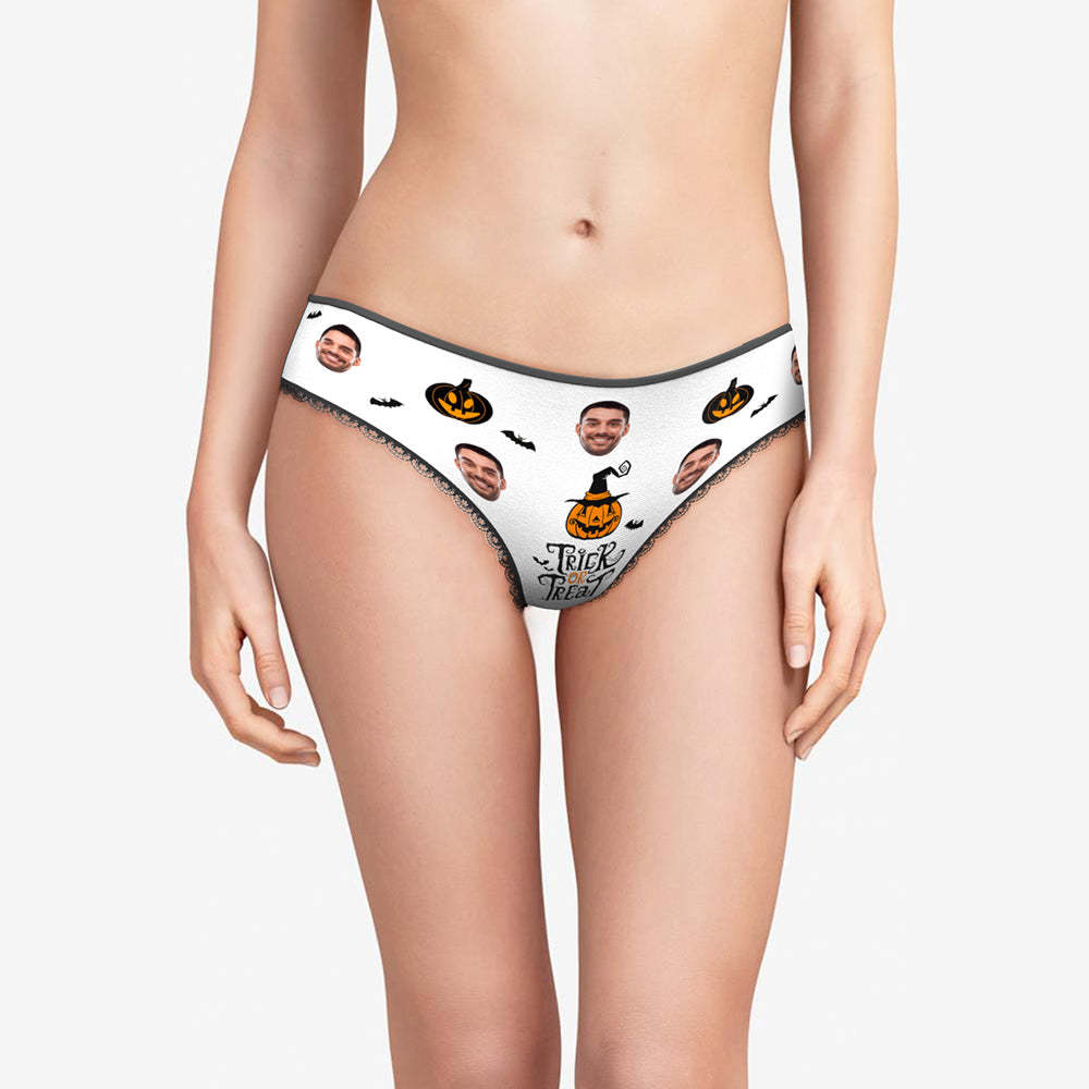 Custom Face Panties Woman's Underwear Pumpkin Trick or Treat Halloween Gift