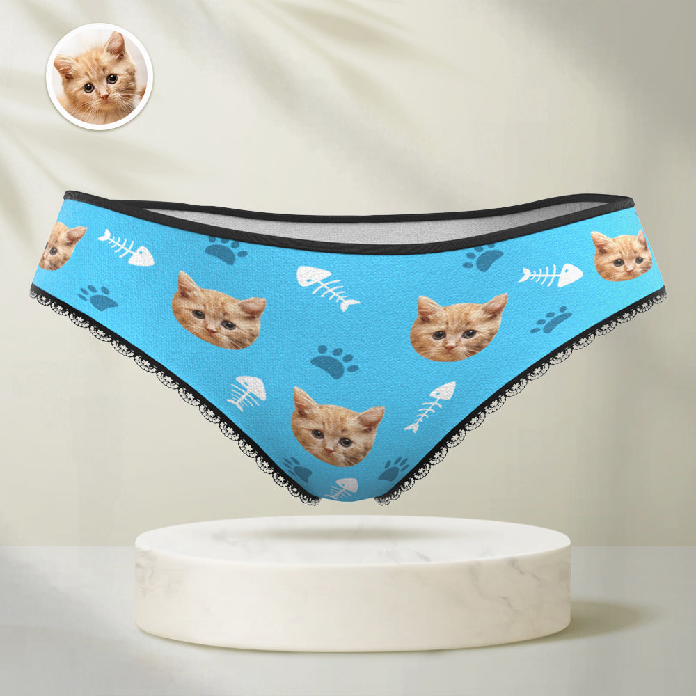 Personalised Funny Cat Panties Custom Face Underwear Gift For Women