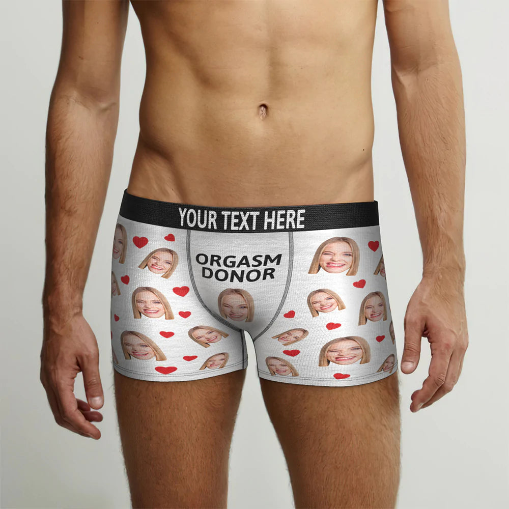 Custom Face Men's Boxers Briefs Personalised Men's Shorts With Photo Orgasm Donor