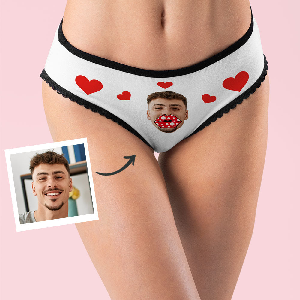 Custom AR Face Heart Boxers Personalised Lips Thongs Valentine's Day Gift For Her