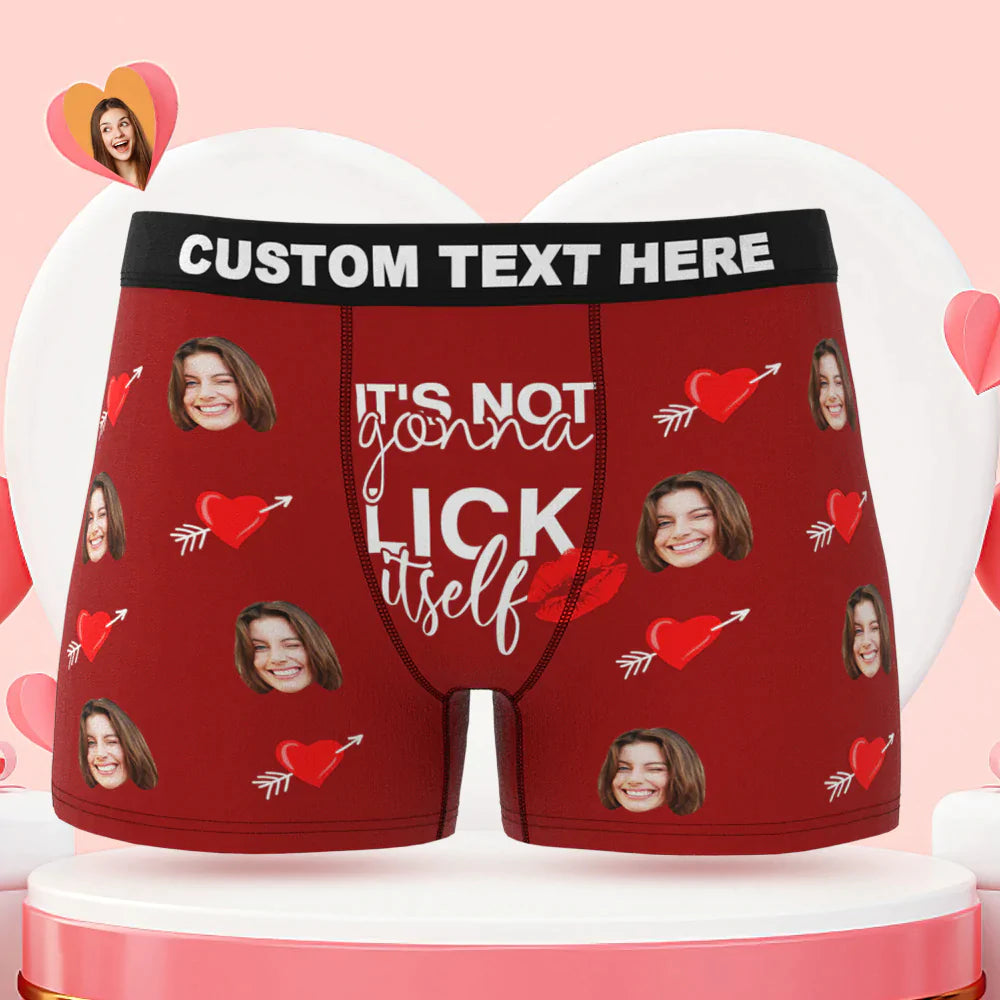 Custom Face Lick Itself Boxer Briefs Personalised Naughty Valentine's Day Gift for Him