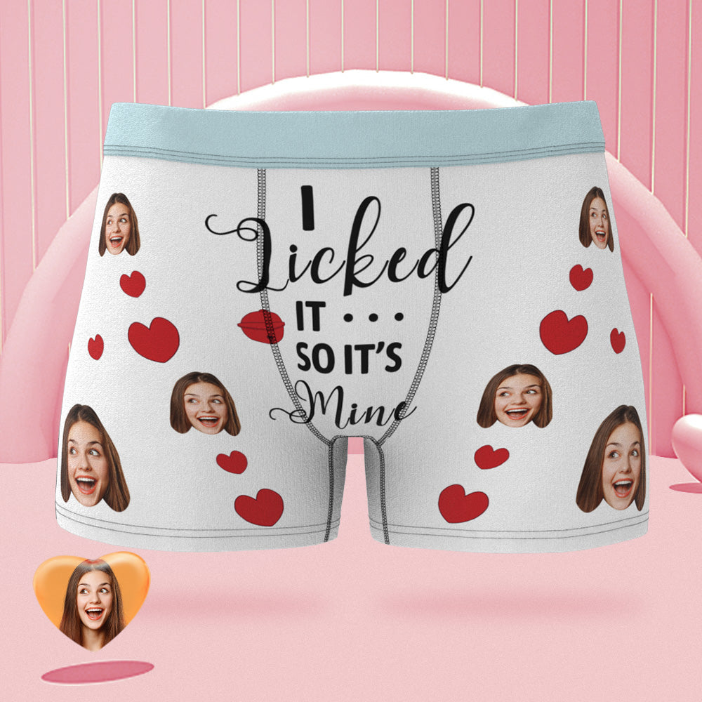 Custom Face Boxer Briefs Colorful Waistband I Licked It Personalised Naughty Gift for Him