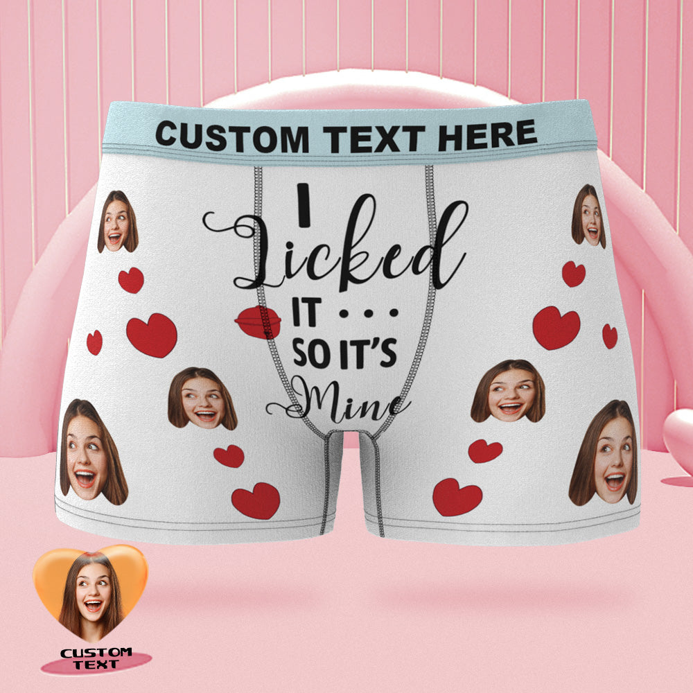 Custom Face Boxer Briefs Colorful Waistband I Licked It Personalised Naughty Gift for Him