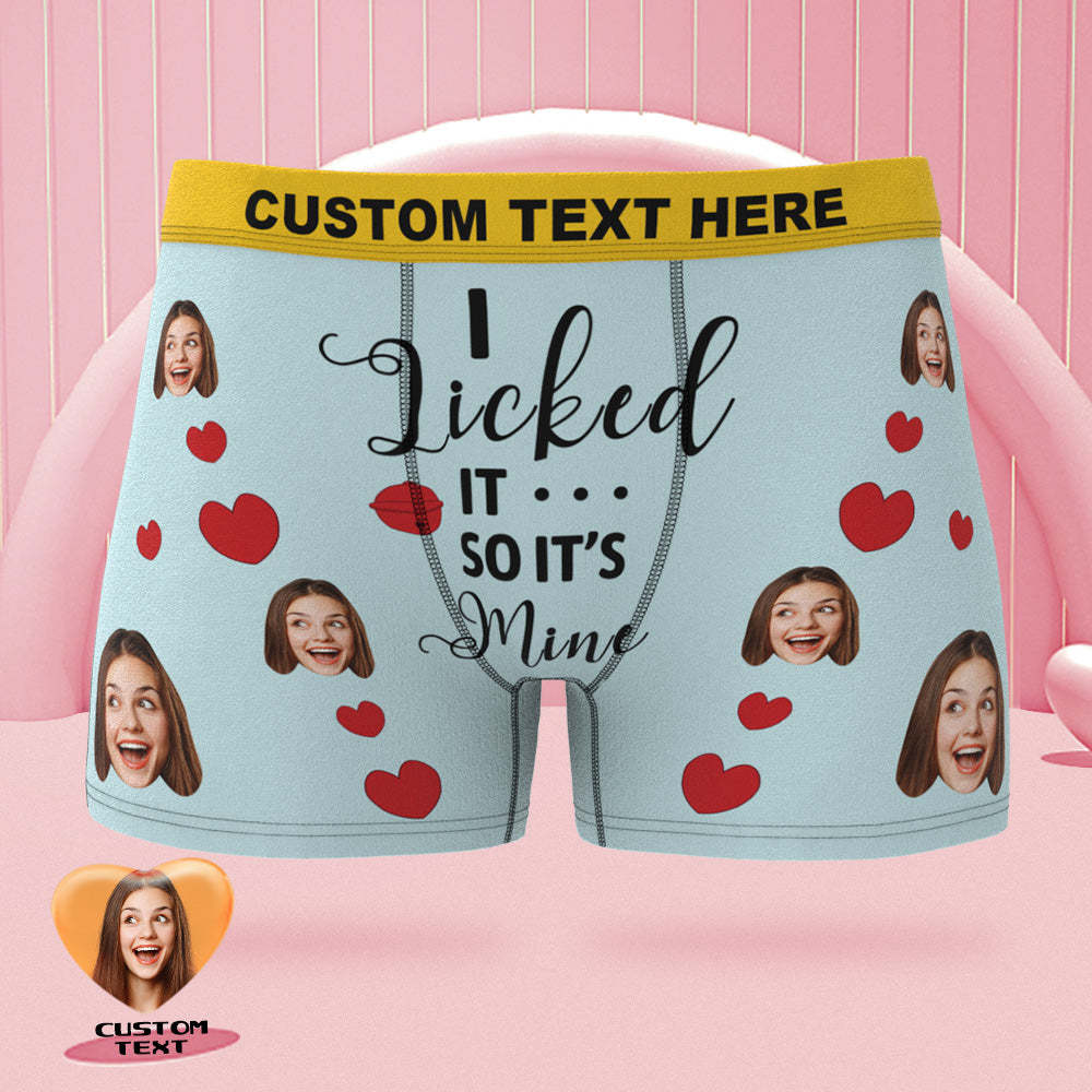 Custom Face Boxer Briefs Colorful Waistband I Licked It Personalised Naughty Gift for Him