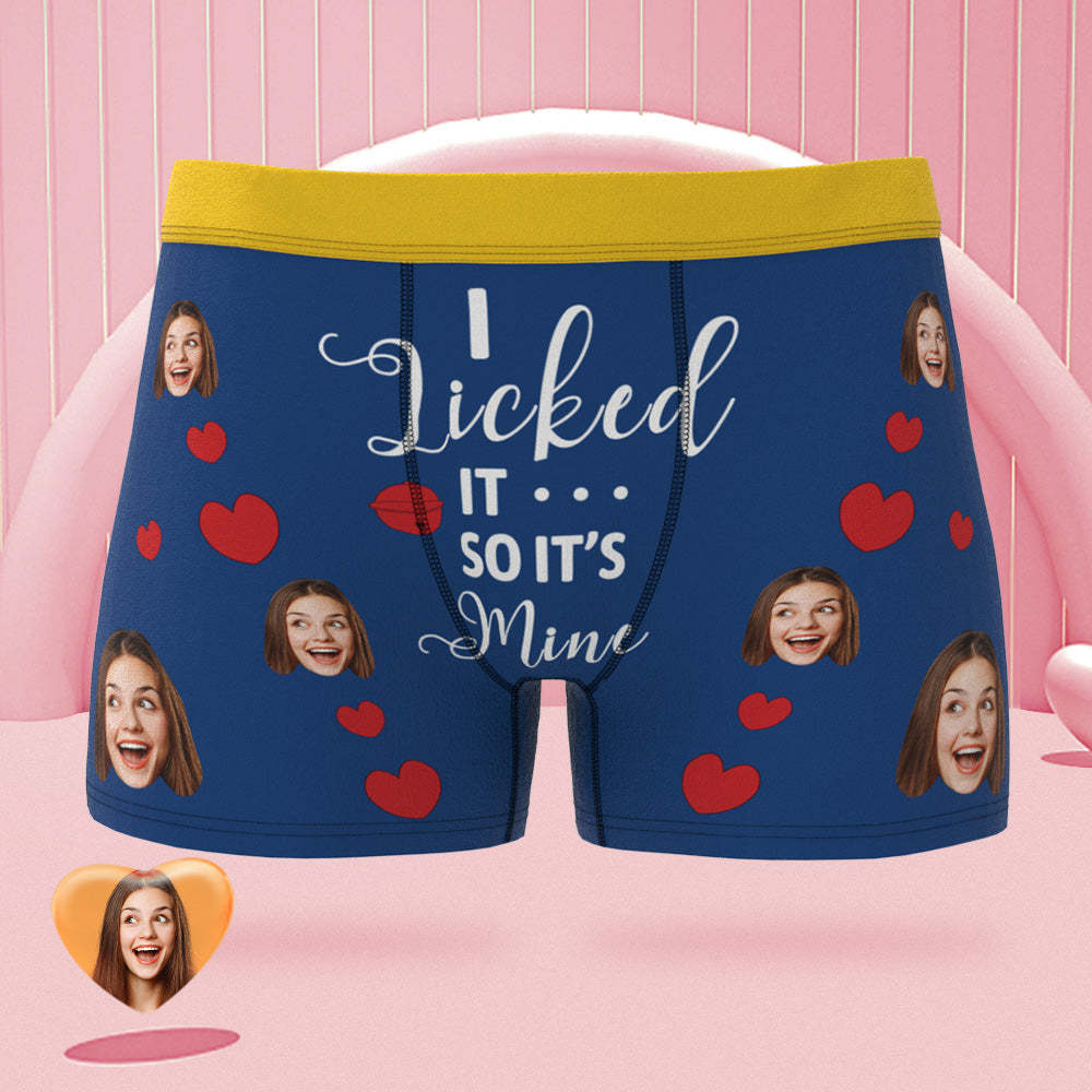 Custom Face Boxer Briefs Colorful Waistband I Licked It Personalised Naughty Gift for Him