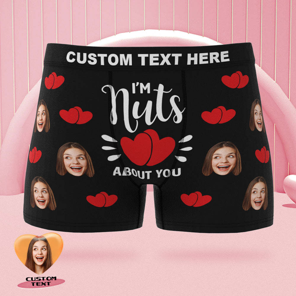 Custom Face Boxer Briefs Colorful Waistband Nut's About You Personalised Naughty Gift for Him