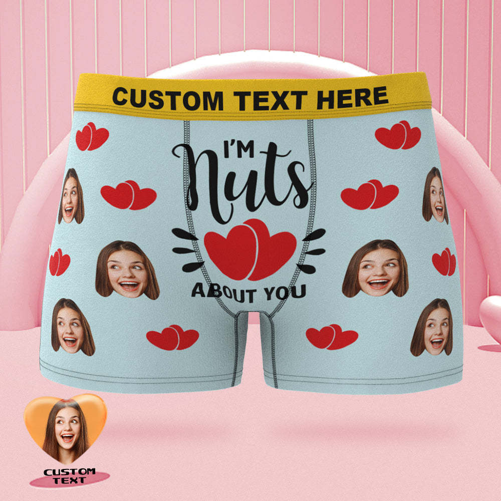 Custom Face Boxer Briefs Colorful Waistband Nut's About You Personalised Naughty Gift for Him