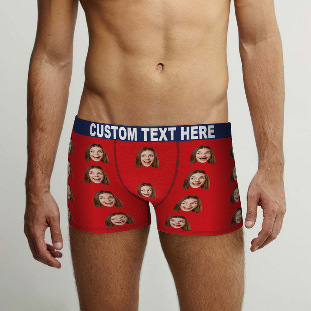 Custom Face Boxer Briefs Colorful Waistband Classic Style Personalised Naughty Gift for Him