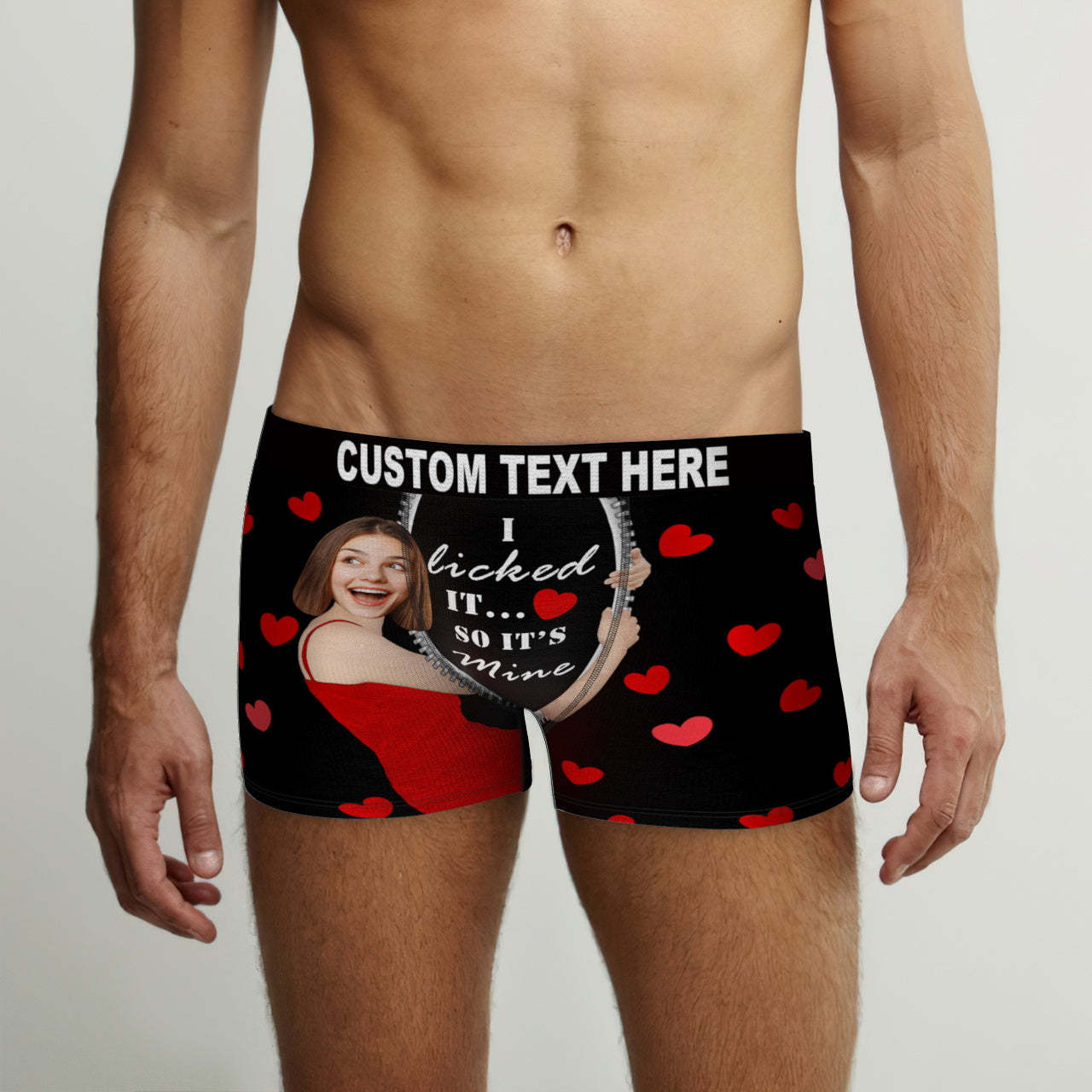 Custom Girlfriend Face Boxer Briefs I Licked It Personalised Naughty Valentine's Day Gift for Him