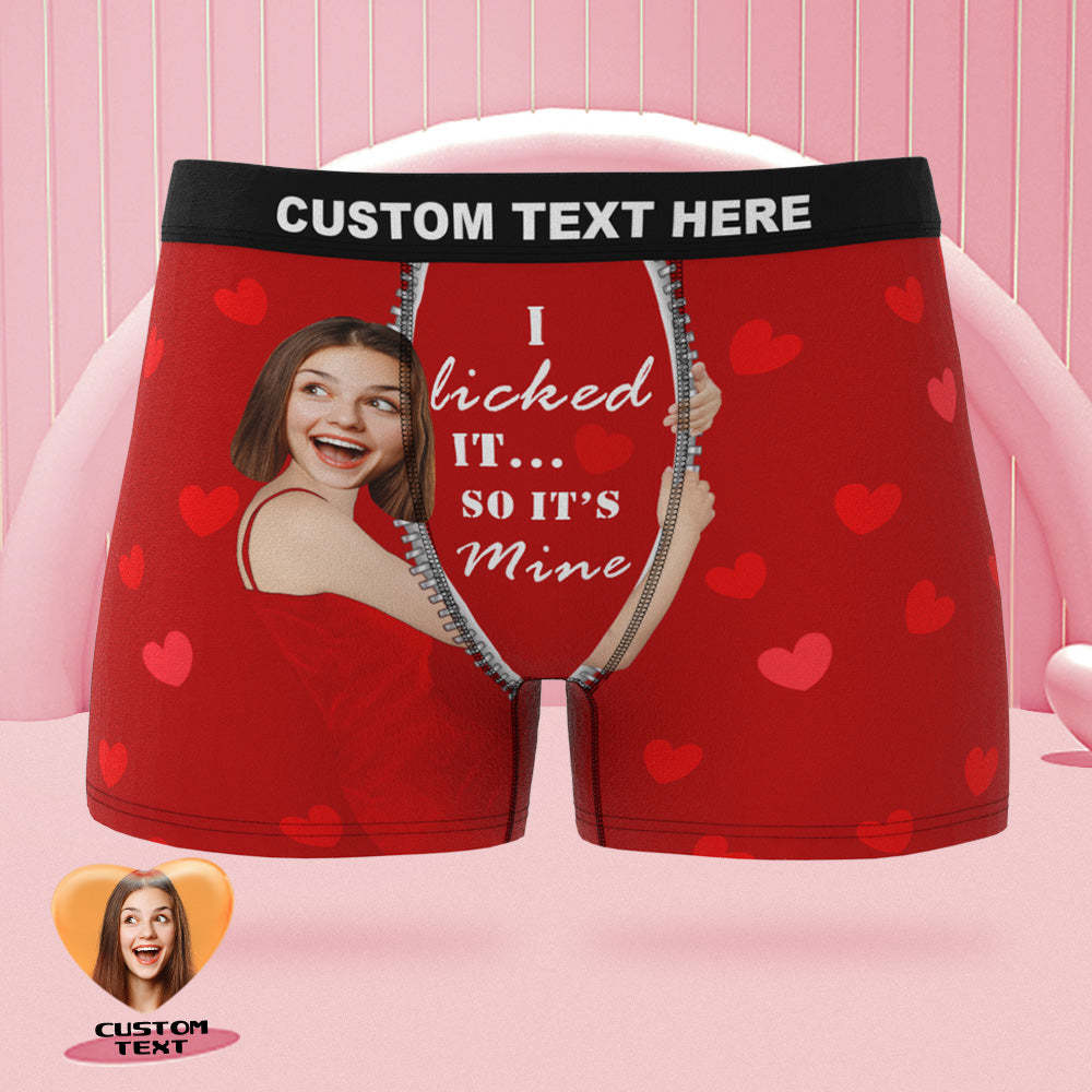 Custom Girlfriend Face Boxer Briefs I Licked It Personalised Naughty Valentine's Day Gift for Him