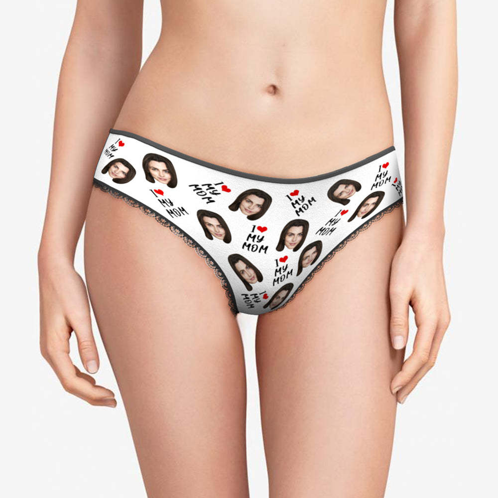 Personalised Face Panties Custom Heart Photo Underwear Gift For Mum - I Love Mum