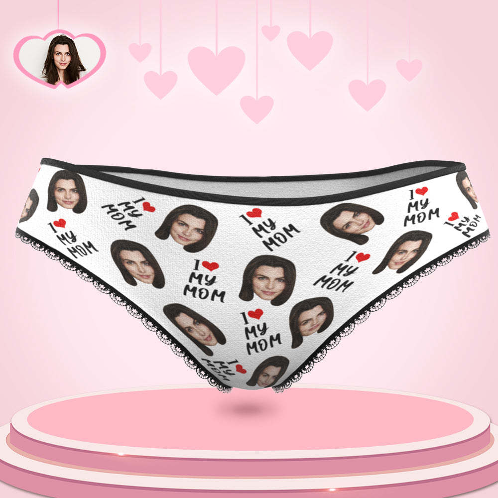 Personalised Face Panties Custom Heart Photo Underwear Gift For Mum - I Love Mum