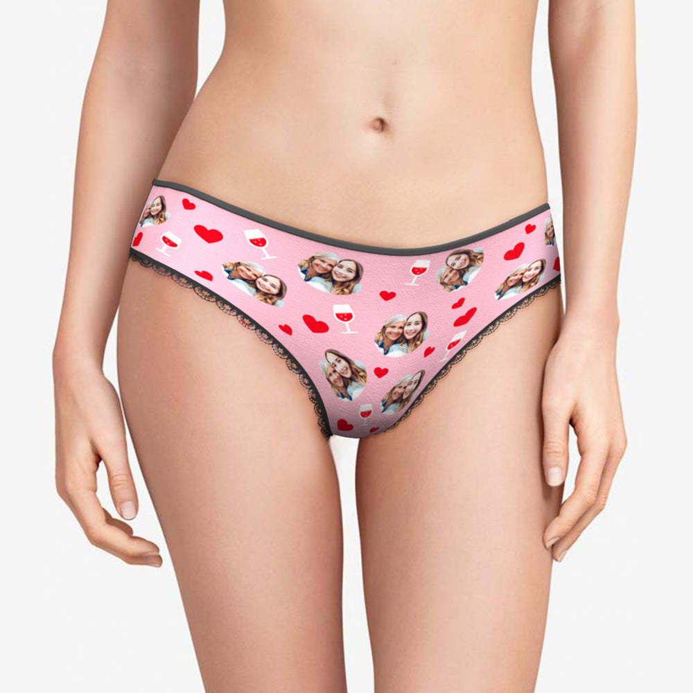 Personalised Photo Panties Custom Pink Love Heart Photo Underwear Gift For Mum