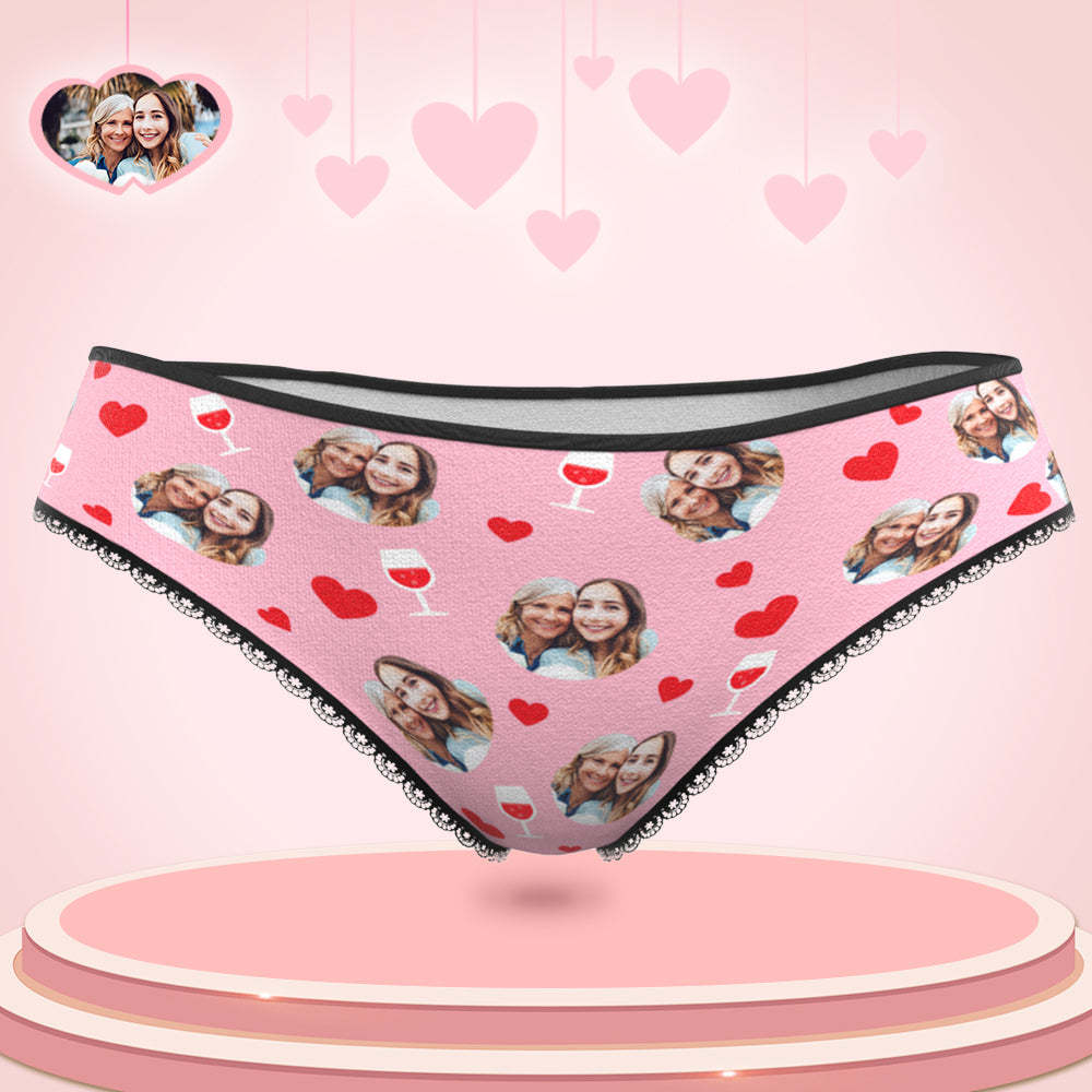 Personalised Photo Panties Custom Pink Love Heart Photo Underwear Gift For Mum