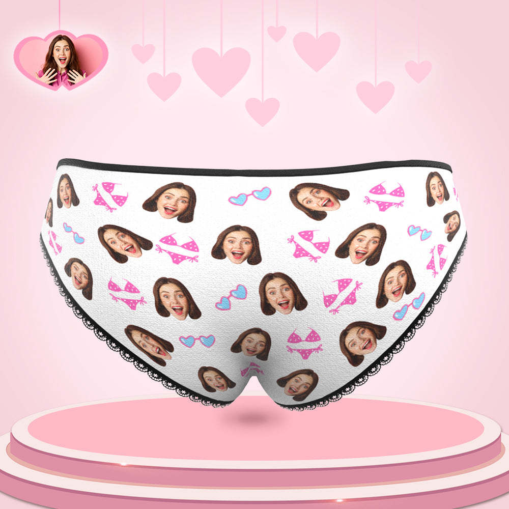 Personalised Bikini Face Panties Custom Womens Photo White Underwear Funny Gift For Her