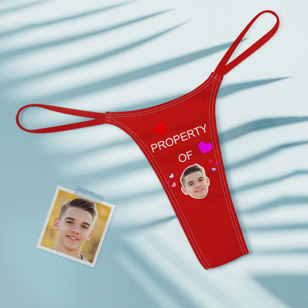 Custom Face Property of Hearts Women's Colorful Tanga Thong