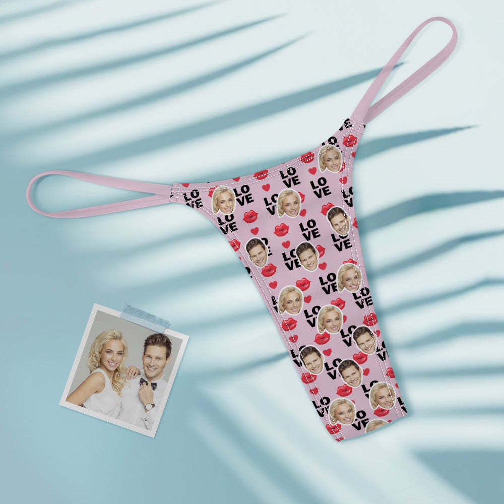 Custom Face Love Women's Colorful Tanga Thong Lip Print