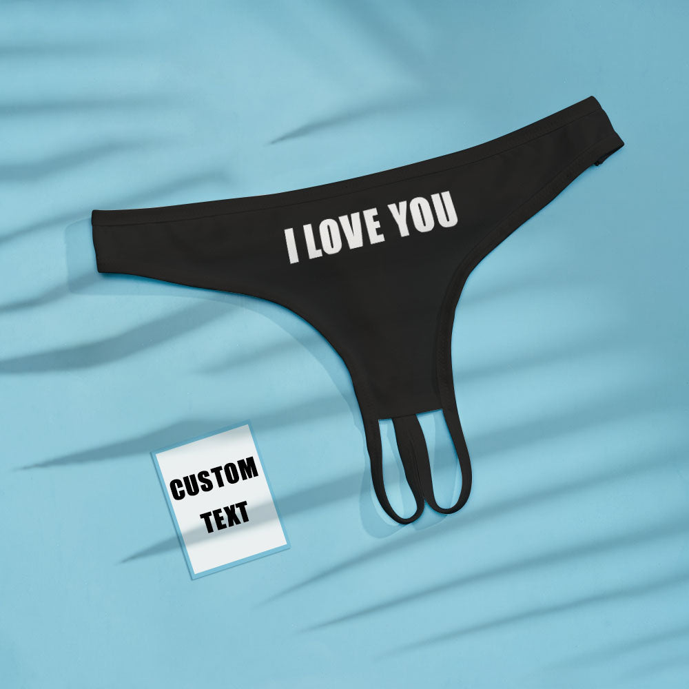 Custom Text Crotchless Panty Naughty Women Underwear Gift for Her - MyPhotoBoxerUk