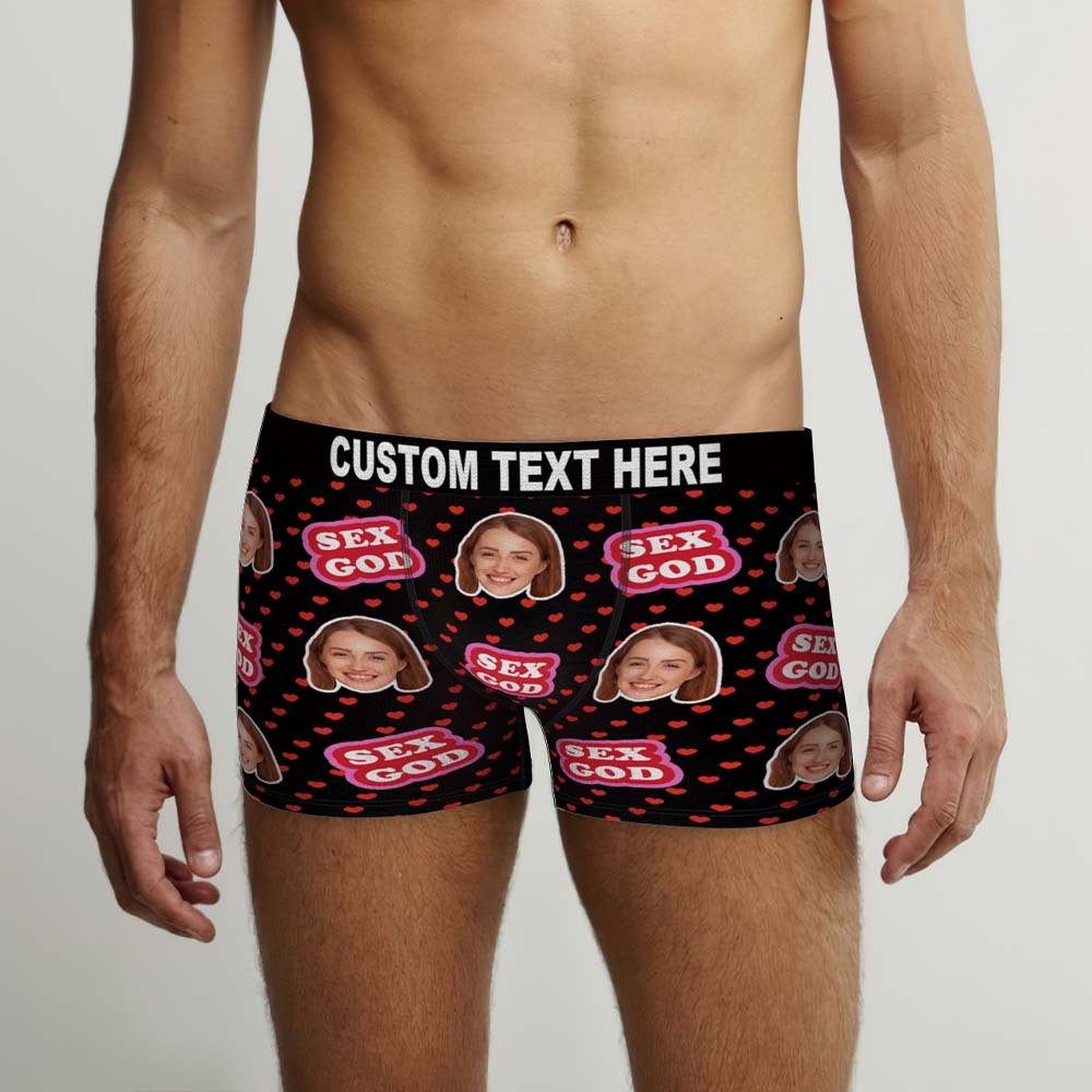 Custom Face Boxers Briefs Personalised Men's Shorts With Photo - Sex God - MyFaceBoxer