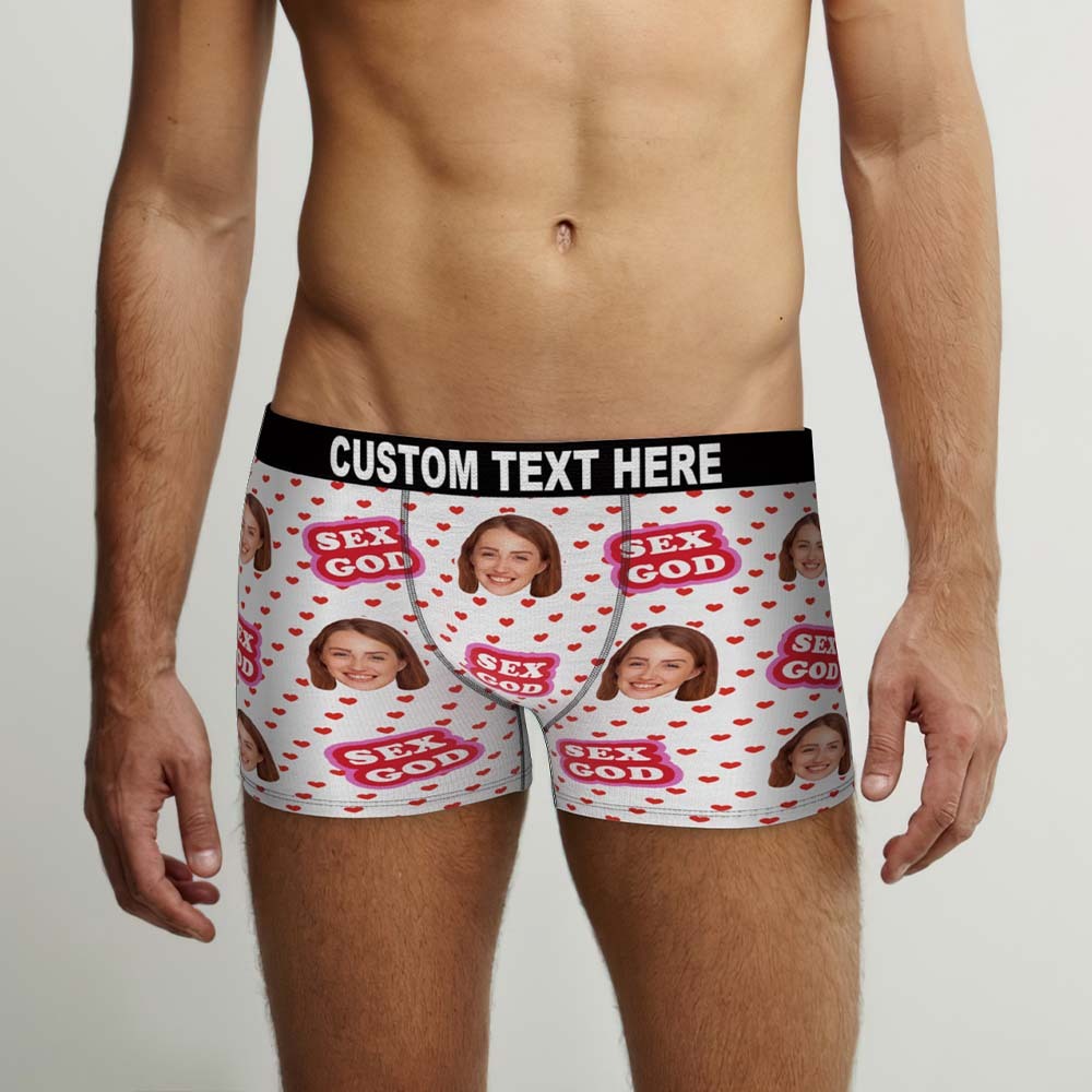 Custom Face Boxers Briefs Personalised Men's Shorts With Photo - Sex God - MyFaceBoxer