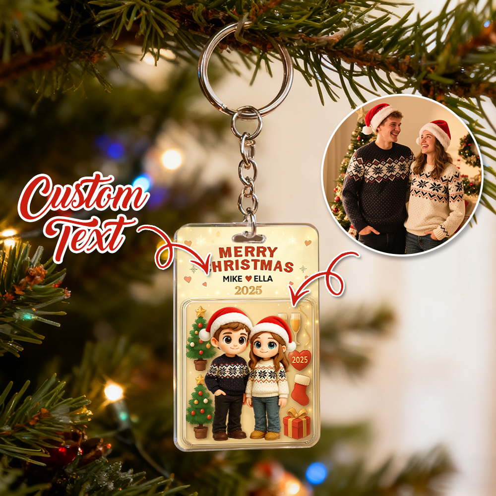 Personalized Christmas Action Figure Keychain, A Heartwarming Holiday Keepsake, Best Gift for Him