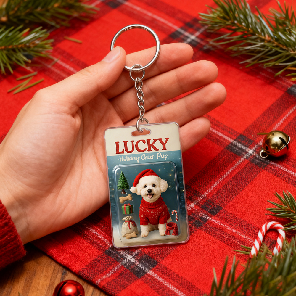 Personalized Squatting Pet Dog Keychain A Heartwarming Holiday Keepsake Unique Gift for Dog Lovers - MyPhotoBoxerUk