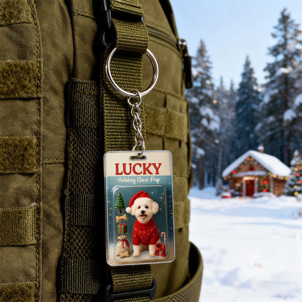 Personalized Squatting Pet Dog Keychain A Heartwarming Holiday Keepsake Unique Gift for Dog Lovers - MyPhotoBoxerUk