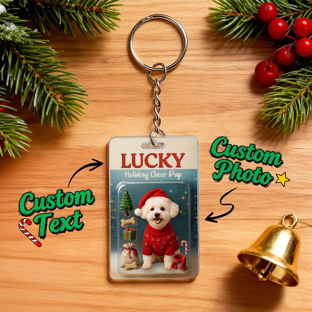Personalized Squatting Pet Dog Keychain A Heartwarming Holiday Keepsake Unique Gift for Dog Lovers - MyPhotoBoxerUk