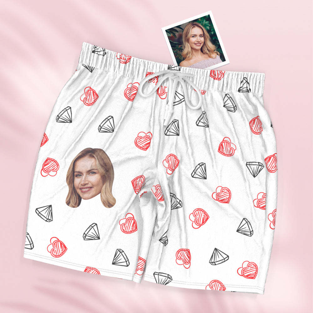 Custom Face Short Sleeved Pajamas Personalised Women's Sleepwear Diamond Gifts For Her