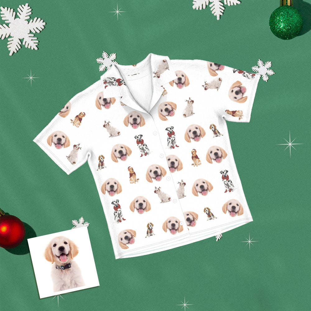 Custom Pet Face Short Sleeved Pajamas Personalised Photo Pajama Women Men Christmas Gifts For Family