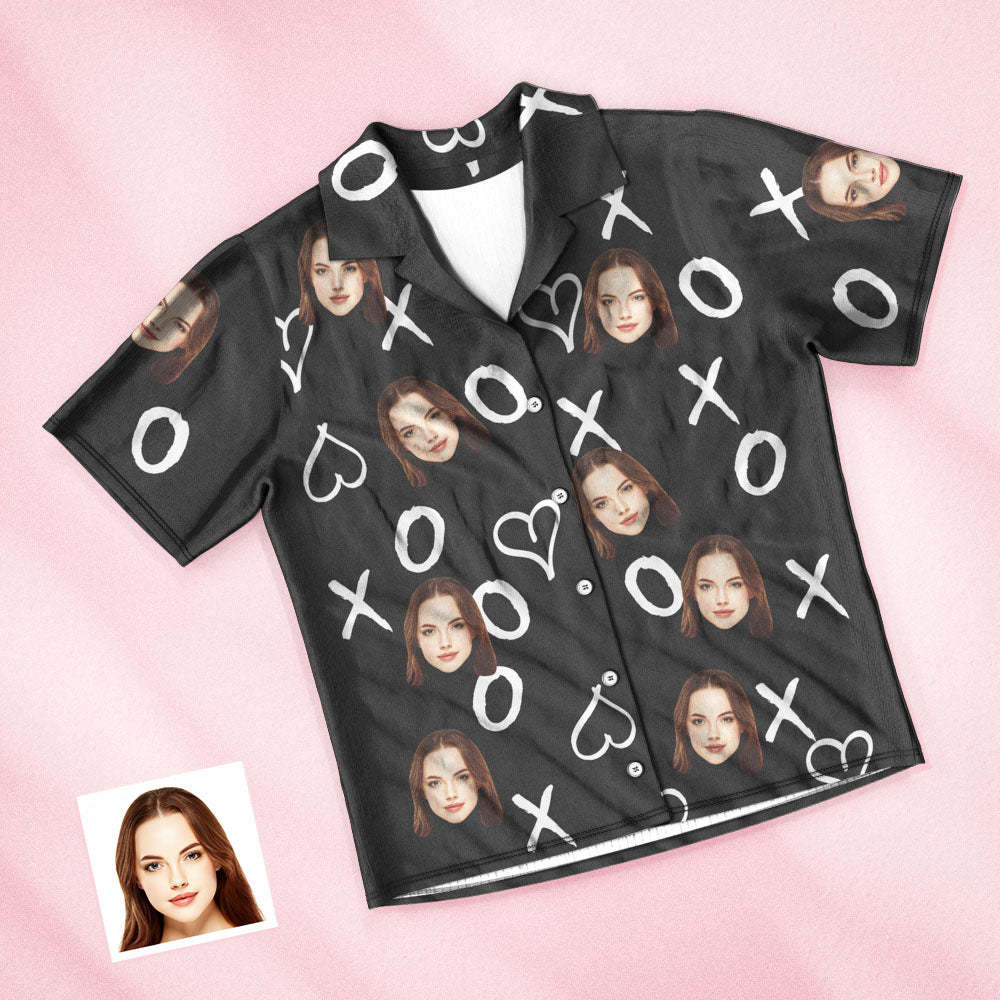 Custom Face Short Sleeved Pajamas Personalised Photo Sleepwear Women Men Summer Pajamas Valentine's Day Gift - XO