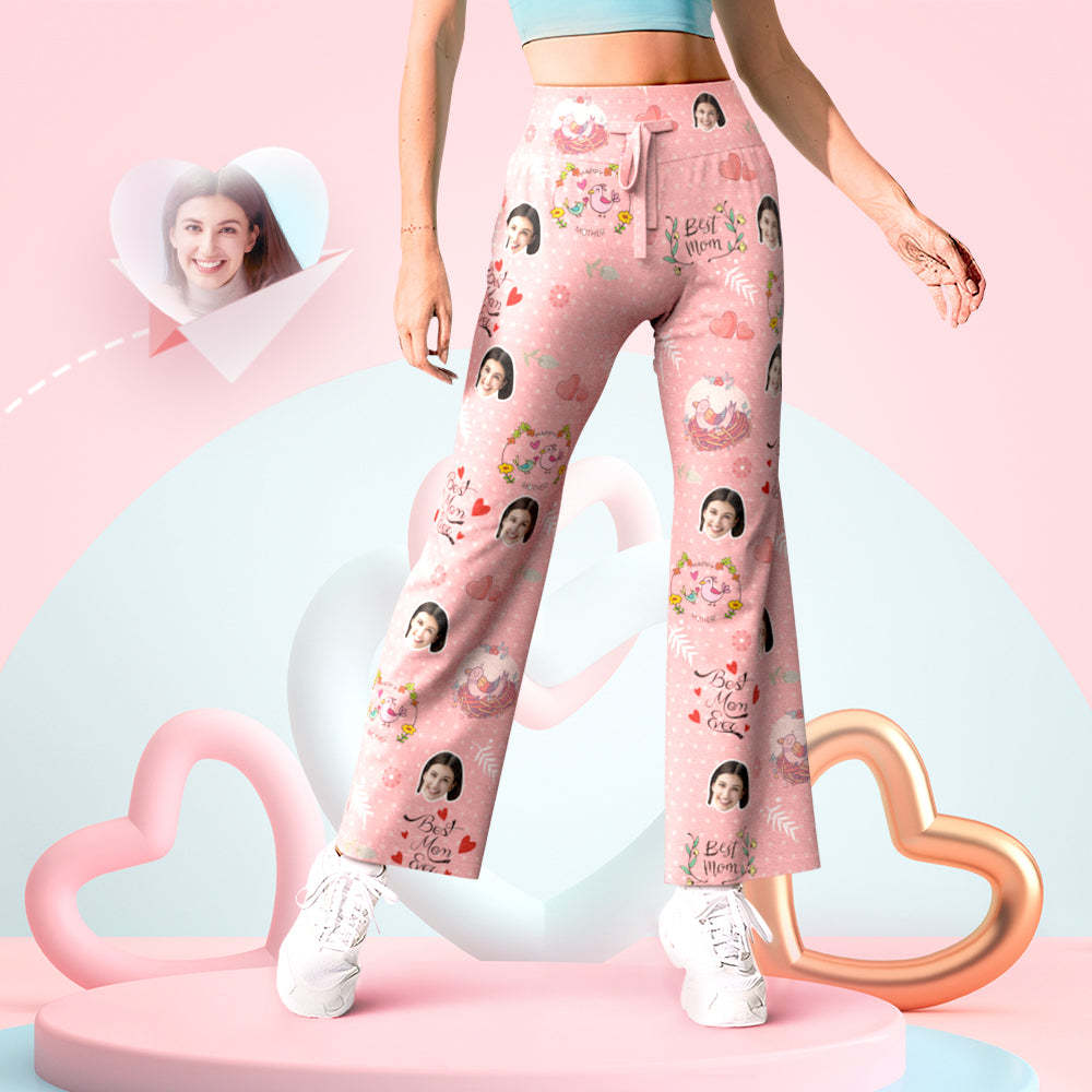 Custom Face Pants Pink Best Mom Yoga Slacks Mother's Day Gift