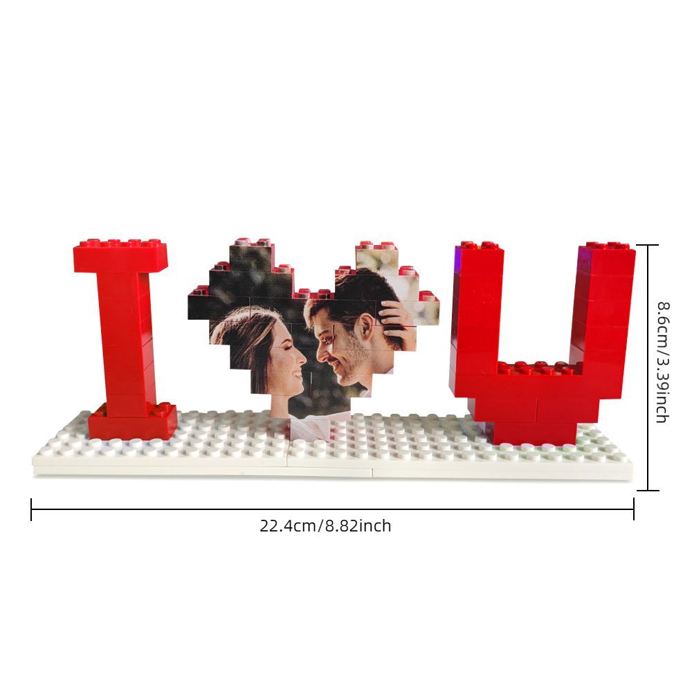 Custom Building Brick Photo Block Personalised I Love You Brick Puzzles Gifts for Lovers - makephotopuzzleuk