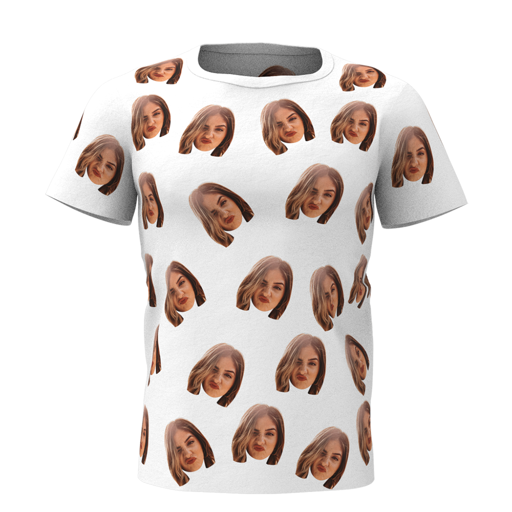 Valentine's Day Custom My Face All Over Print Tee Personalized Face Shirt Men's T-shirt - MyPhotoBoxerUk