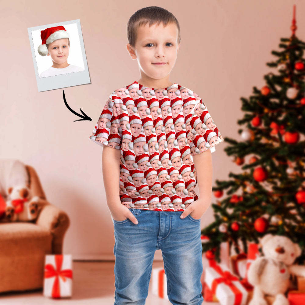 Christmas Gift Custom T-shirt My Face All Over Print Tee Mash Face Kid's T-shirt - MyPhotoBoxerUk