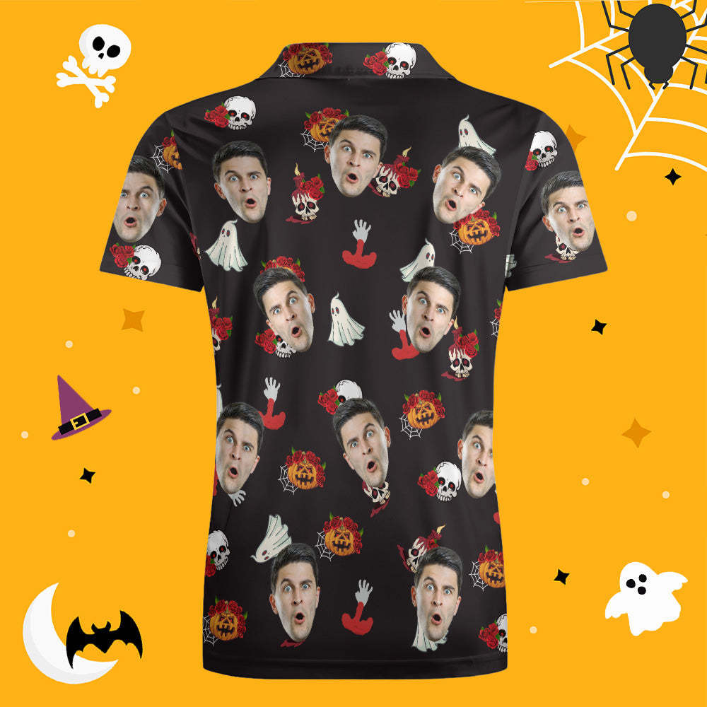 Men's Custom Funny Face Shirt Personalised Golf Shirts For Halloween Gift