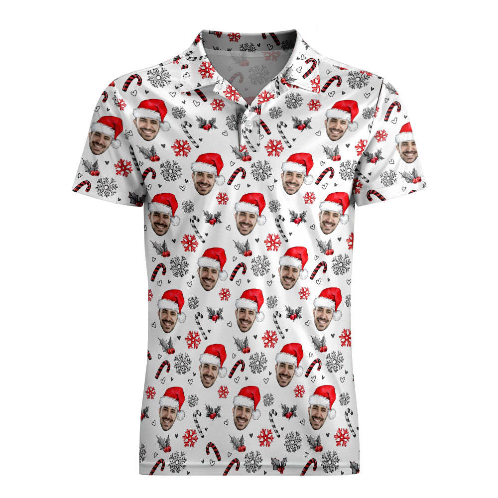 Men's Custom Face Shirt Personalised Short Sleeve Golf Shirts Merry Christmas Gift