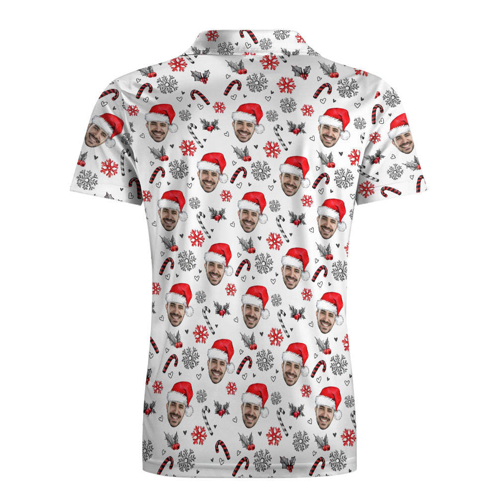 Men's Custom Face Shirt Personalised Short Sleeve Golf Shirts Merry Christmas Gift