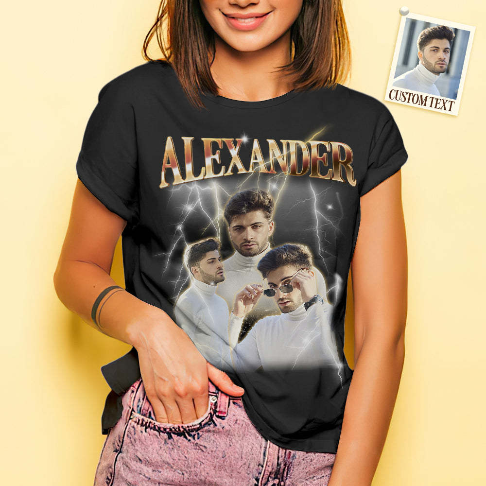 Custom Photo Vintage Tee Personalized Name T-shirt Galentine's Day - MyPhotoBoxerUk