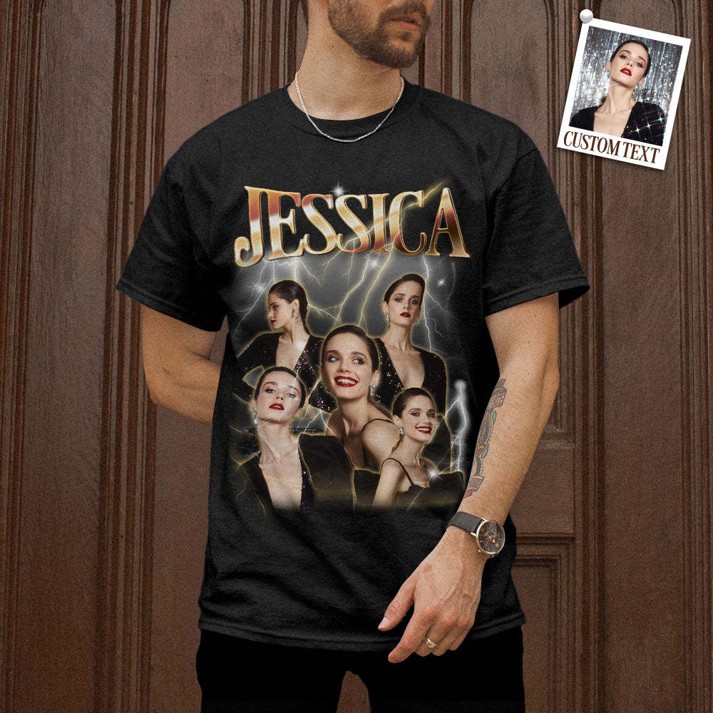 Custom Photo Vintage Tee Personalized Name T-shirt Galentine's Day - MyPhotoBoxerUk