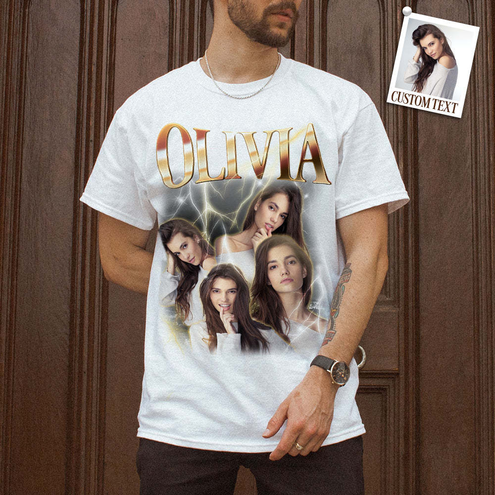 Custom Photo Vintage Tee Personalized Name T-shirt Galentine's Day - MyPhotoBoxerUk