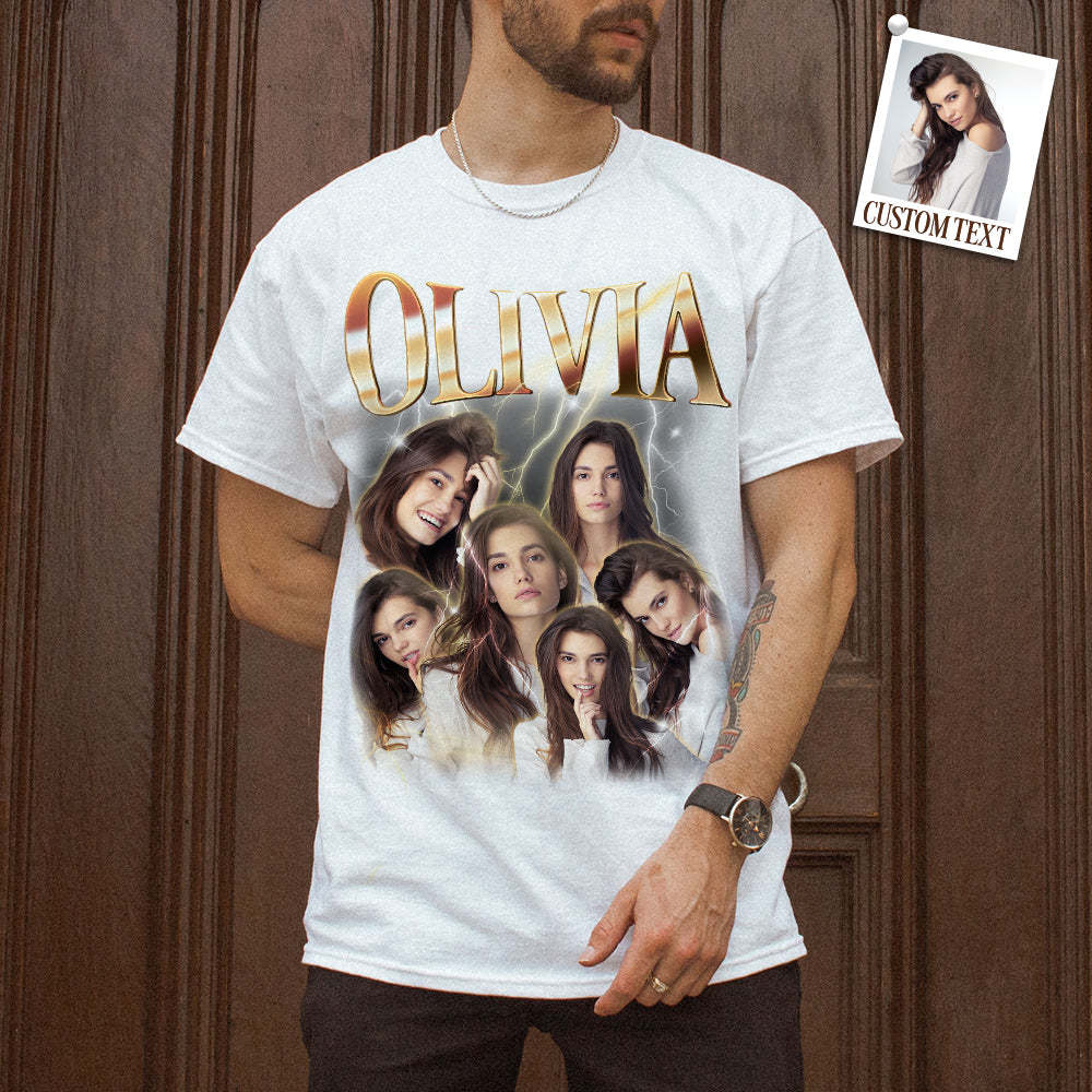 Custom Photo Vintage Tee Personalized Name T-shirt Galentine's Day - MyPhotoBoxerUk