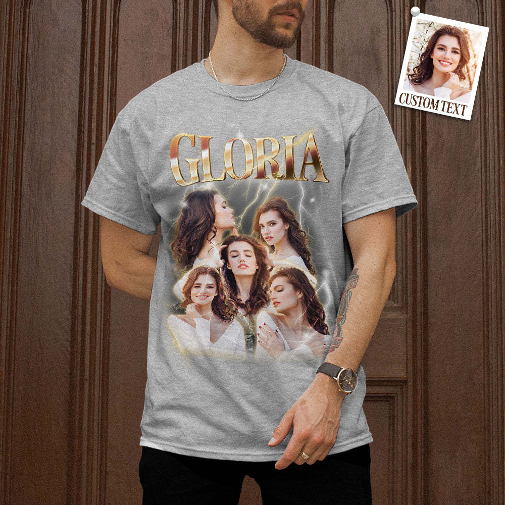 Custom Photo Vintage Tee Personalized Name T-shirt Galentine's Day - MyPhotoBoxerUk